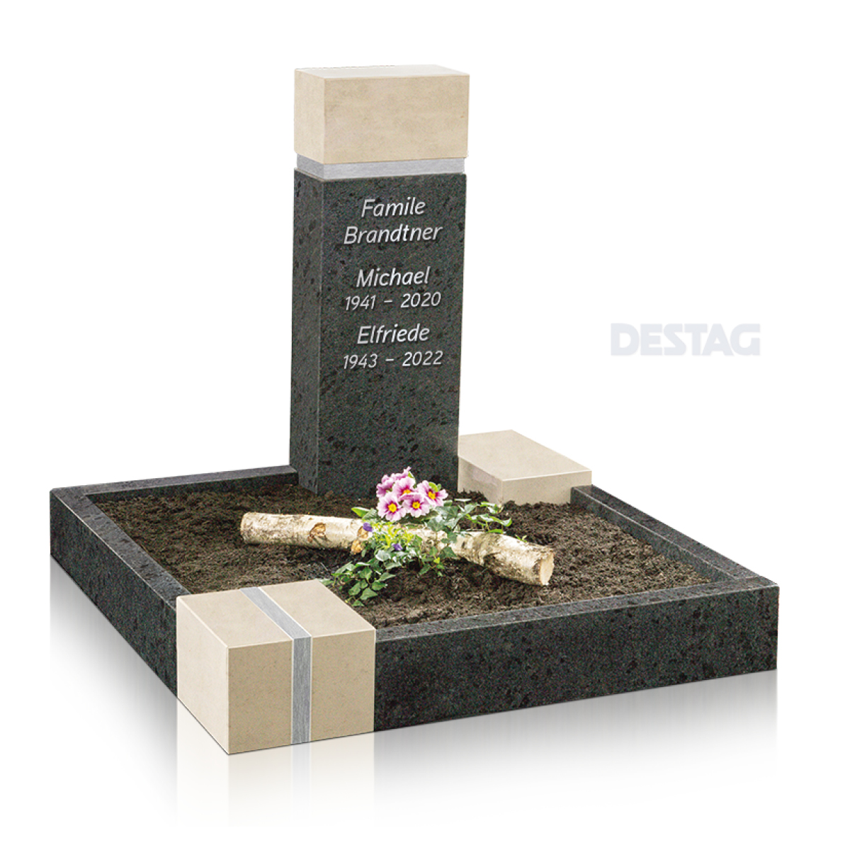 Grabplatte Mit Gravur GRANIT, Gedenktafel, Grabstein Für 1-2 Pers., N36